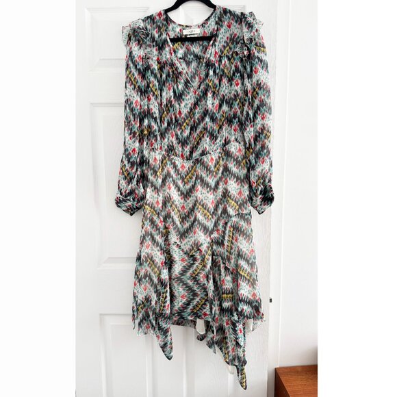 Isabel Marant Etoile "Enna" Asymetrical Printed Silk Dress, size 40 (fits 8/10) - Picture 3 of 10